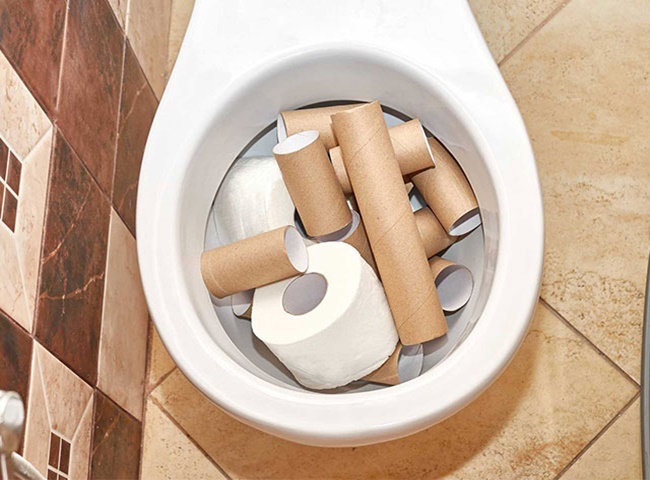 Bồn cầu bị tắc nghẽn là do lượng giấy vệ sinh quá nhiều